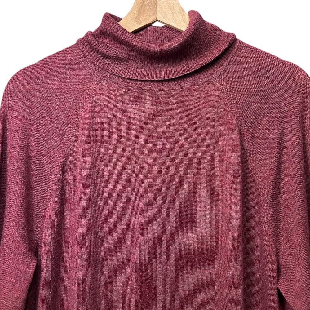 Gap 100% Merino Wool Sweater Dress Maroon Burgundy Knit Turtleneck sz Large Tall - Picture 2 of 4